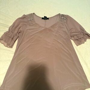 Mauve chiffon short sleeve blouse